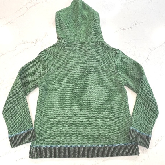 Nua Hoodie Sweater Irish Knit Womens Medium Green Brown Merino Wool Silk Blend - Picture 3 of 10